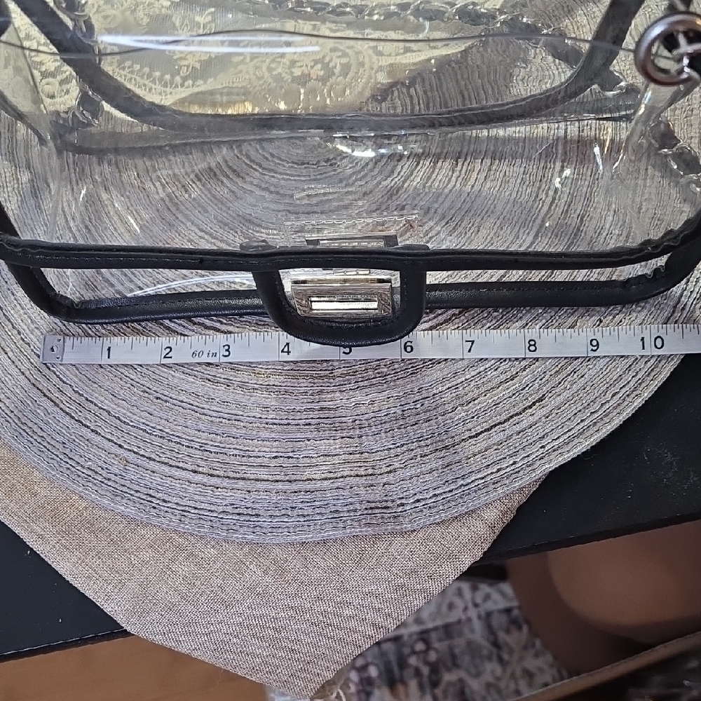 Black Transparent Shoulder Bag with Chain Strap - Picture 2 of 9